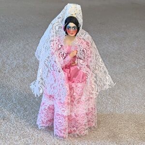 Vintage Spanish Seniorita Doll, 12”, Pink/White